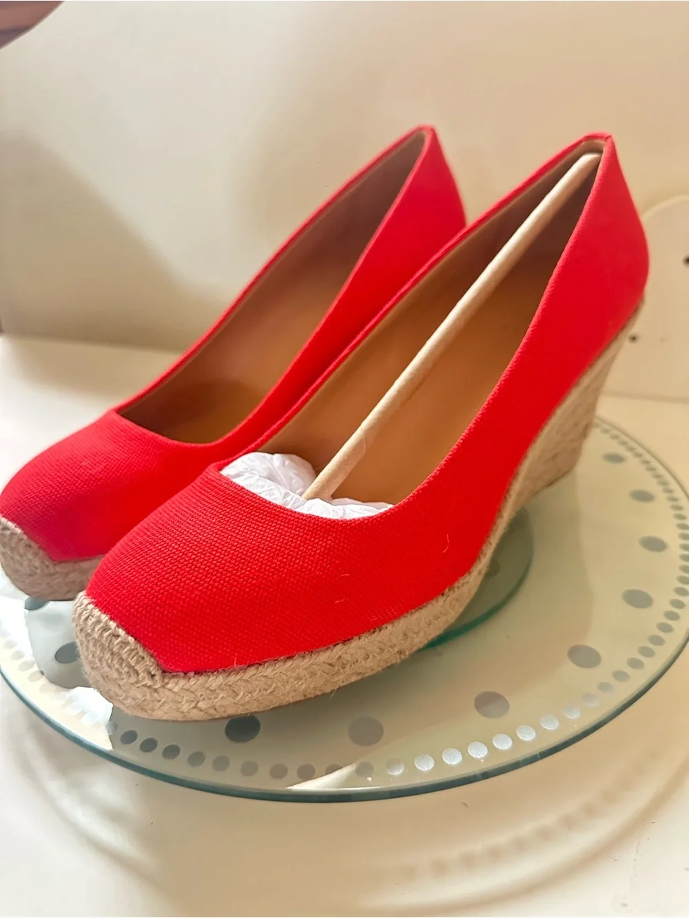 Red Women's Espadrille Platform Pumps